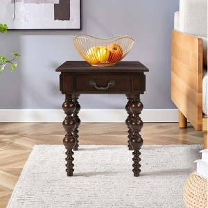 Bella Depot Vintage Narrow End Table with Drawer and Solid Wood, Easy Assembly Sofa Side Table for Living Room - 1 of 4