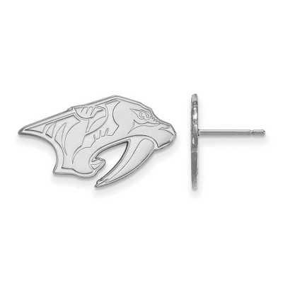 Black Bow Jewelry 14k White Gold Nashville Predators NHL Stud Earrings