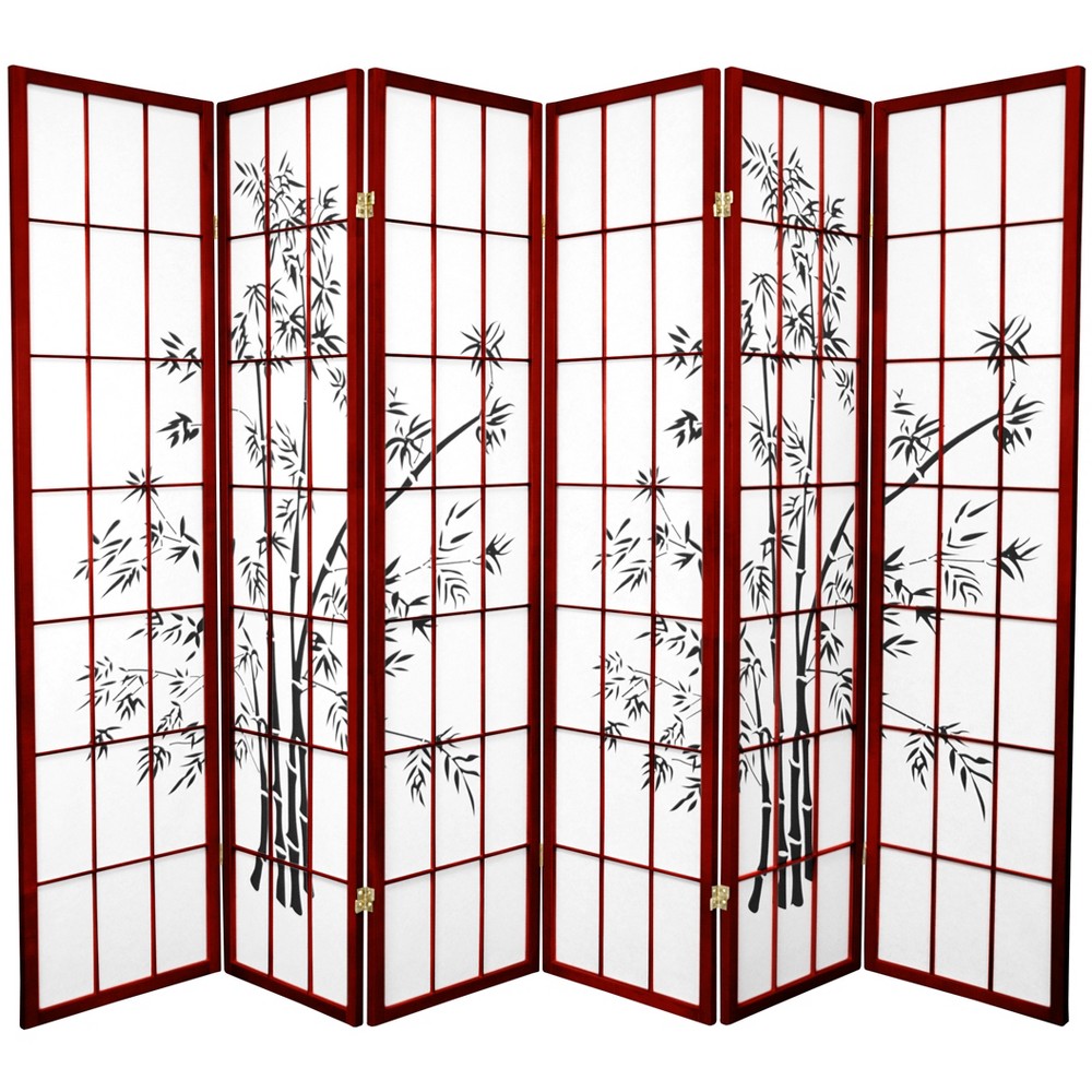 Photos - Other Furniture Oriental Furniture 6' Tall Lucky Bamboo Shoji Screen 6 Panels Rosewood