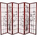 Oriental Furniture 6' Tall Lucky Bamboo Shoji Screen 6 Panels Rosewood