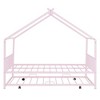 Full-Size Metal Frame House Bed with Included Twin Size Trundle Drawer - 3 of 4