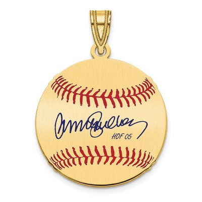 Black Bow Jewelry 14K Gold Plated Ryne Sandberg Signature SM Enamel Baseball Pendant