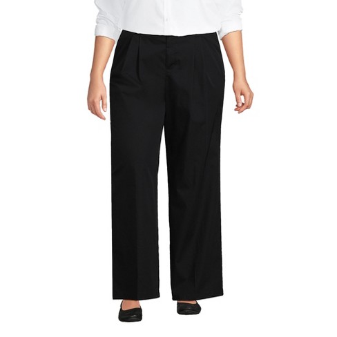 Lands' End Women's Plus Size High Rise Crisp Poplin Chino Wide Leg