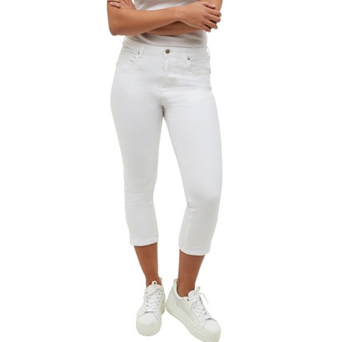 Ellos Women's Plus Size Stretch Slim Capris, 32 - White : Target