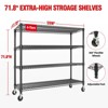 5-Tier or 4-Tier Metal Storage Shelves with Wheels, 59" W 3300 LBS Capacity Heavy Duty Adjustable Wire Rack for Garage, Pantry, Kitchen - 2 of 4