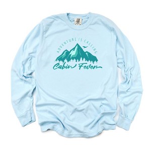 Simply Sage Market Women's Cabin Fever Mountains Long Sleeve Garment Dyed Tee - 1 of 2