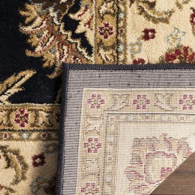 Black and Ivory Safavid Style Synthetic Area Rug, 12' x 15'
