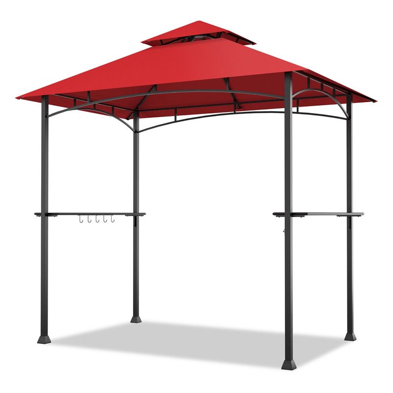 Tangkula 8' x 5' BBQ Grill Gazebo 2-Tier Barbecue Canopy Vented Top Shelves Shelter, 1 of 9