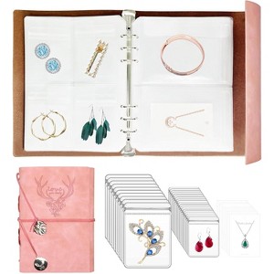 PU Leather Travel Jewelry Organizer Book, 70-Grid Anti-Drop Pockets with 70 Anti-Tarnish Bags for Rings, Bracelets - 1 of 4