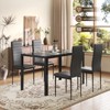 EROMMY Ebern Designs 5-Piece Glass Top Dining Table Set, Kitchen Table And 4 Luxury Faux Leather Chairs, Black - 3 of 4