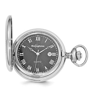Black Bow Jewelry Swingtime Stainless Steel Black Dial Quartz 48mm Pocket Watch - 1 of 4