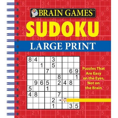 Brain Games - Sudoku Large Print - by  Publications International Ltd & Brain Games (Spiral Bound)