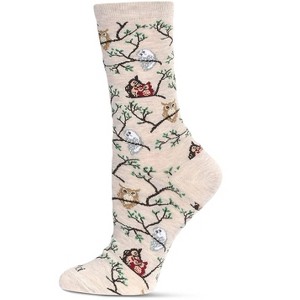 Memoi Women's Owls Bamboo Crew Socks - 1 of 3