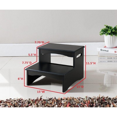 Black Wooden 2-Step Stool with Sleek Design