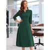 INSPIRE CHIC Women's Elegant Split Neck Side Zipper Pockets 3/4 Sleeve Work A-Line Dress - 2 of 4