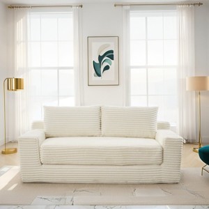 70" Modern Corduroy Sleeper Sofa with 2 Pillows, Loveseat Sofa Bed, Compact Sofa Bed for Small Apartment or Living Room – The Pop Home - 1 of 4