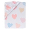 Bedtime Originals Rainbow Hearts White/Peach/Purple Baby Fitted Crib Sheet - 3 of 4