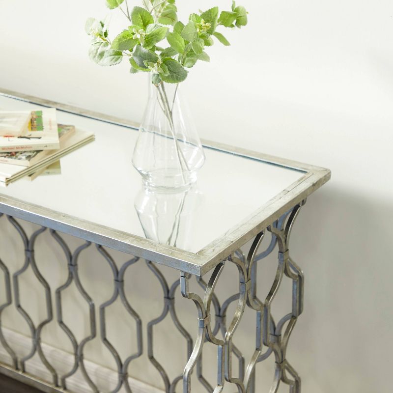 Contemporary Metal Pattern Console Table Silver - Olivia &#38; May, 5 of 29