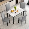TiramisuBest Faux Marble 5 Piece Dining Set Table 4 Thicken Cushion Chairs Rubber Wood Frame Modern Kitchen Home Furniture - 3 of 4