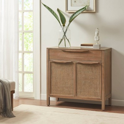 Natural Reclaimed Wood and Cane Webbing Accent Cabinet