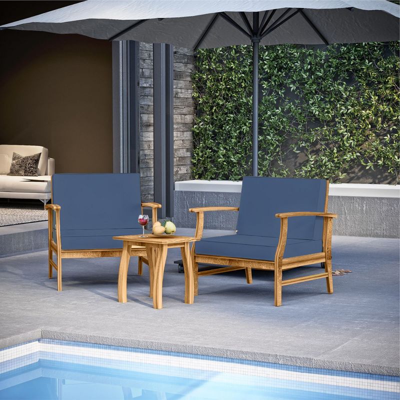 Nestl Small Patio Furniture Set, 3 Piece Outdoor Patio Bistro Set with Cushions, 1 of 7