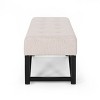 Vynxaria Modern Button-Tufted Waffle Stitch Bench with Polished Faux Wood Frame and Geometric Legs,Beige - 2 of 4