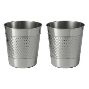 happimess Riley Modern Classic Hammered Steel Accent 2-Gallon Wastebasket - 1 of 4
