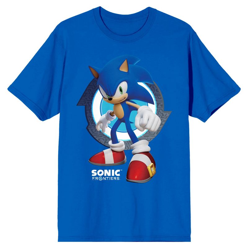 Sonic Frontiers Videogame Hedgehog Logo Men's Royal Blue Short Sleeve Crew Neck Tee, 1 of 3