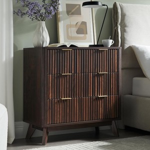 32" Tall Fluted Nightstand, Modern Side Table with Faux Marble Top, 3 Drawers End Table w/Storage, Bedside Table for Bedroom, Living Room - 1 of 4