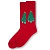 Memoi Men's Festive Christmas Tree Holiday Novelty Crew Socks Tango Red 10-13 - 3 of 4