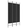 vidaXL 3-Panel Room Divider - Black 47.2"x78.7" Fabric - Versatile Decorative Screen for Indoor Privacy, Sunlight Blocker, Easy to Install and Store - 2 of 4