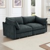 2-Seater Storage Sofa, Chenille Loveseat with Pull-Out Drawers Under Each Seat, Space-Saving Design for Small Living Rooms - 2 of 4