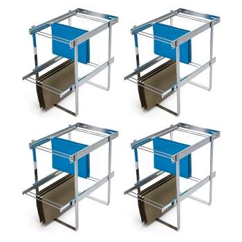 Rev-A-Shelf RAS-FD-KIT Series 2 Tier Standard Height Base Cabinet File Drawer Organizer System for Letter & Legal Size Files, Chrome (4 Pack)