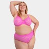 Curvy Couture Women's Plus Size No-Show Lace High Cut Brief Panty Flirt XL - 4 of 4