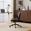 Karl Home | Oil-Waxed Leather Swivel Chair With Flip-Up Armrests - 3 of 4