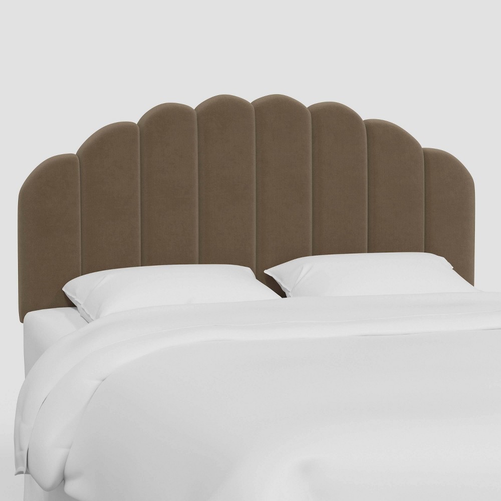 California King Emma Headboard in Luxe Velvet Titan Walnut - Threshold™: Pine Frame, Scalloped Design, Cushioned