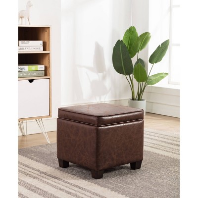 Square Storage Ottoman with Piping and Lift Off Lid - WOVENBYRD