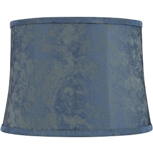 Springcrest Nagano 14" Top x 16" Bottom x 11 1/2" High x 11 1/2" Slant Print Lamp Shade Replacement Medium Blue Drum Softback Washer Harp Finial - 1 of 4