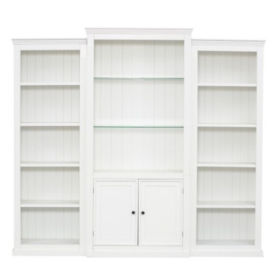 TiramisuBest 78.75''H 4-Tier Display Shelf with 5-Color Dimmable Ceiling Light, Freestanding Farmhouse Bookshelf with Storage,White