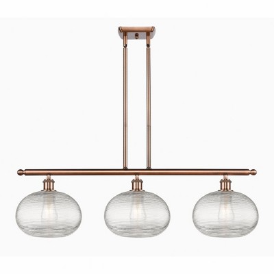Ithaca - 3 Light Stem Hung Island In Industrial Style-10 Inches Tall and 36.5 Inches Wide