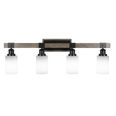 Toltec Lighting Tacoma 4 - Light Vanity in  Black/Painted Wood with 4" White Muslin Shade