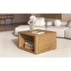 Okak Natural Farmhouse Coffee Table with Storage, 2-Tier Center Table Side Tables with Half Open Compartment for Living Room Bedroom - 2 of 4