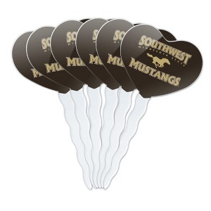 Southwest Minnesota State University Mustangs Logo Heart Love Cupcake Picks Toppers Decoration Set of 6 - 1 of 4