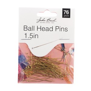 John Bead Must Have Findings 76pcs Ball Head Pins 1.5in 24ga (0.02inch) Antique Gold - 1 of 4