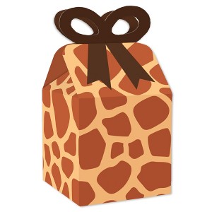 Big Dot of Happiness Giraffe Print - Square Favor Gift Boxes - Safari Party Bow Boxes - Set of 12 - 1 of 4