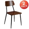 Merrick Lane Industrial Style Dining Chair with Rustic Wood Back and Seat and Gunmetal Steel Frame - Set of 2 - 2 of 4