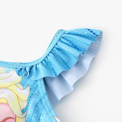 Frozen Disney Frozen Kids Summer Ruffle One Piece Swimsuits Elsa Blue 6-7 — фото 5