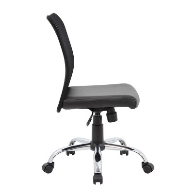 Black Mesh and Vinyl Swivel Task Chair with Chrome Base