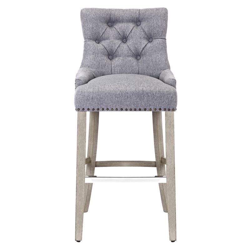 WestinTrends 29" Linen Fabric Tufted Buttons Upholstered Wingback Bar Stool, 1 of 4