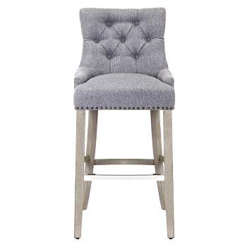 WestinTrends 29" Linen Fabric Tufted Buttons Upholstered Wingback Bar Stool